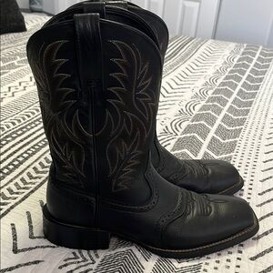 Black Leather Cowboy Boots